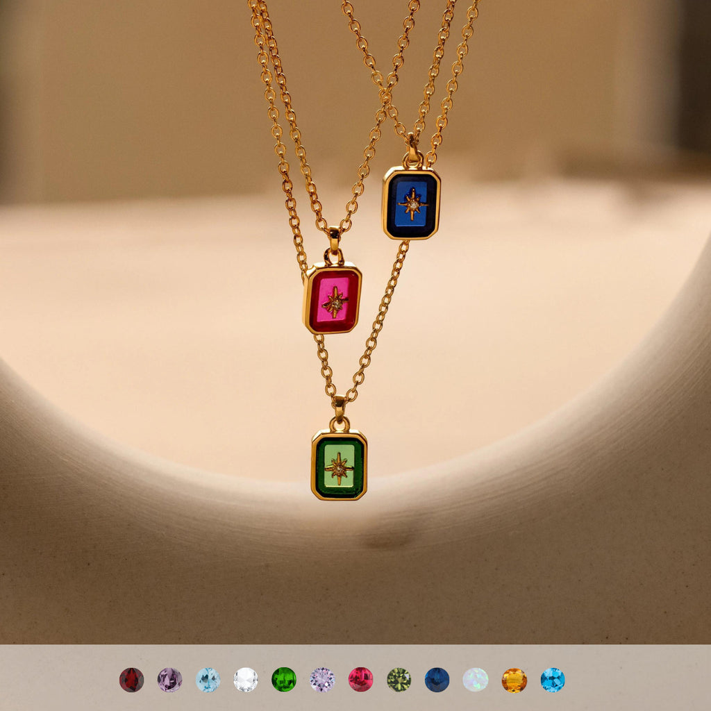Titanium Steel High Color Retention Birthstones Necklace 12 Birthday
