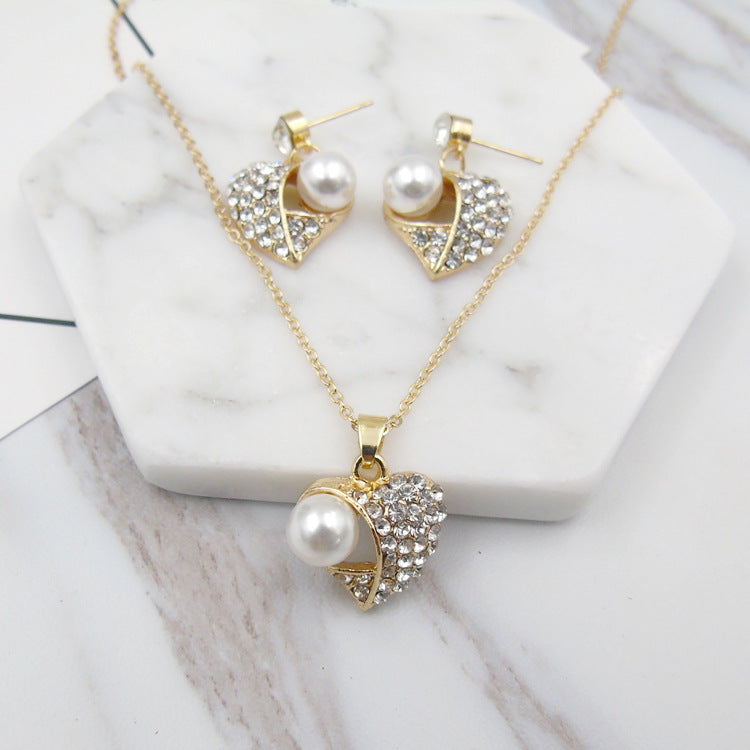 Fashion Peach Heart Pearl Set