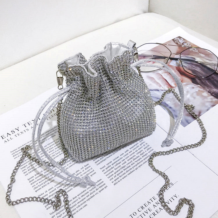 Rhinestone diagonal shoulder bag