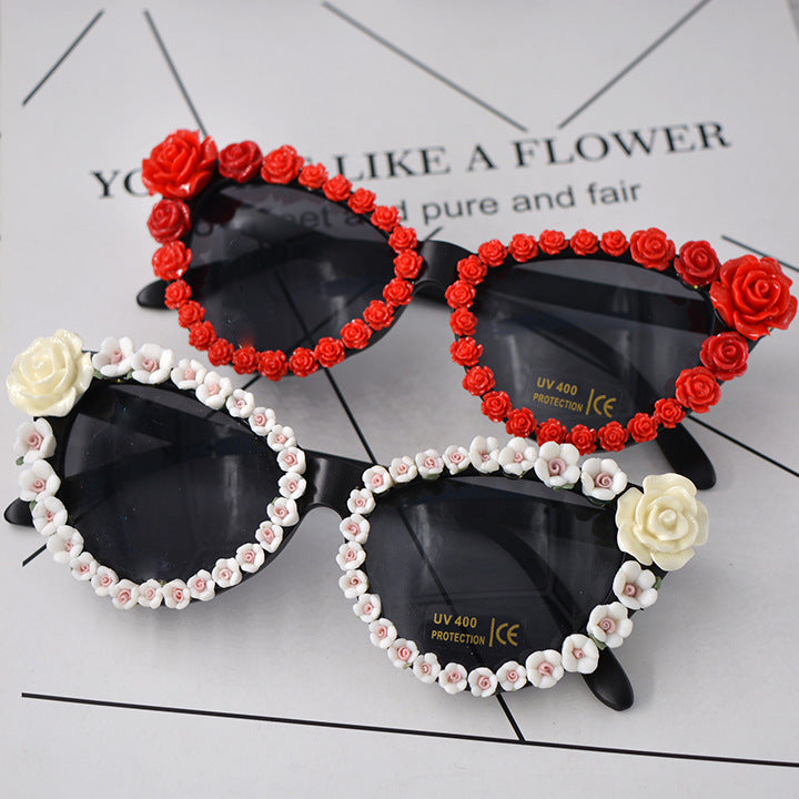 Rhinestone flower sunglasses