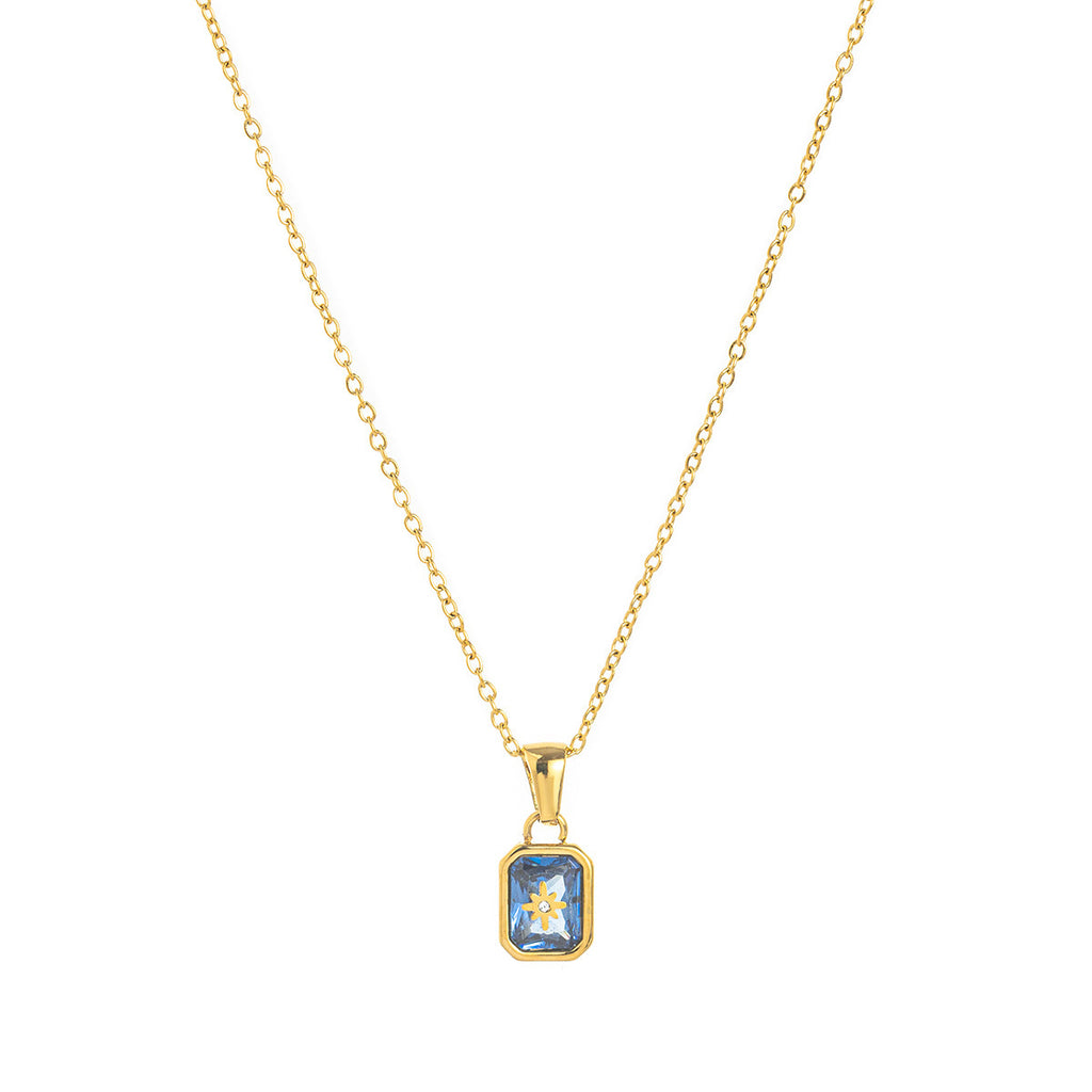 Titanium Steel High Color Retention Birthstones Necklace 12 Birthday