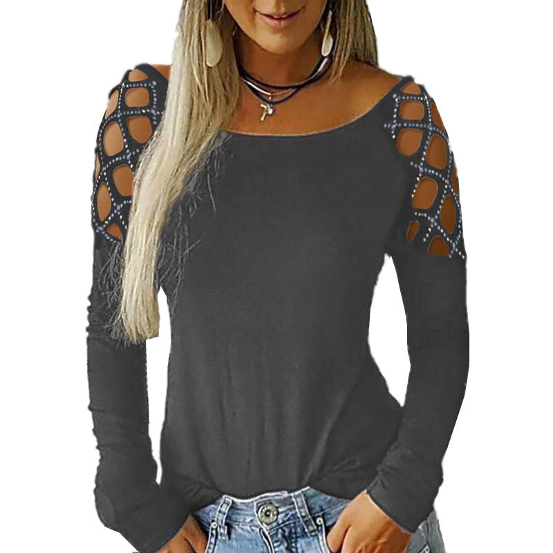 Round Neck Hot Rhinestone Hollow