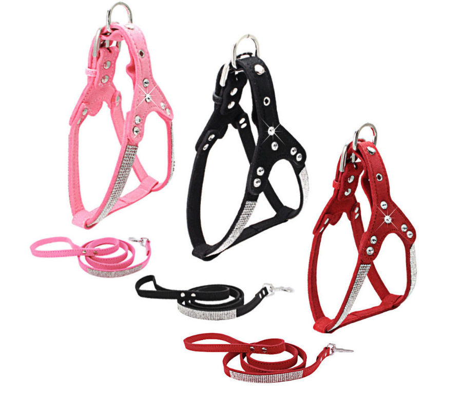 Rhinestone pet chest strap
