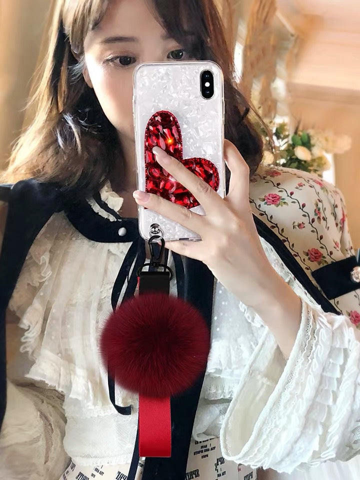 Heart Shape Rhinestone Phone Case