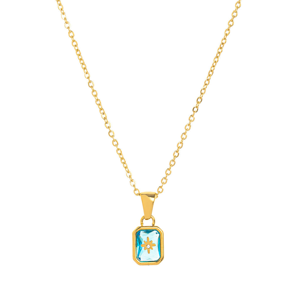 Titanium Steel High Color Retention Birthstones Necklace 12 Birthday