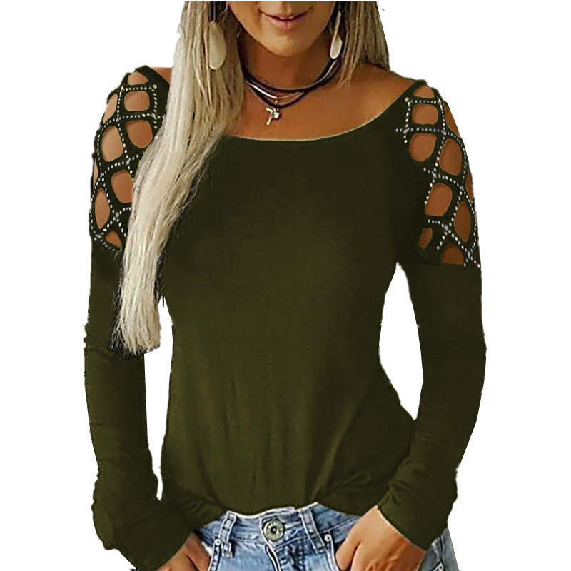 Round Neck Hot Rhinestone Hollow