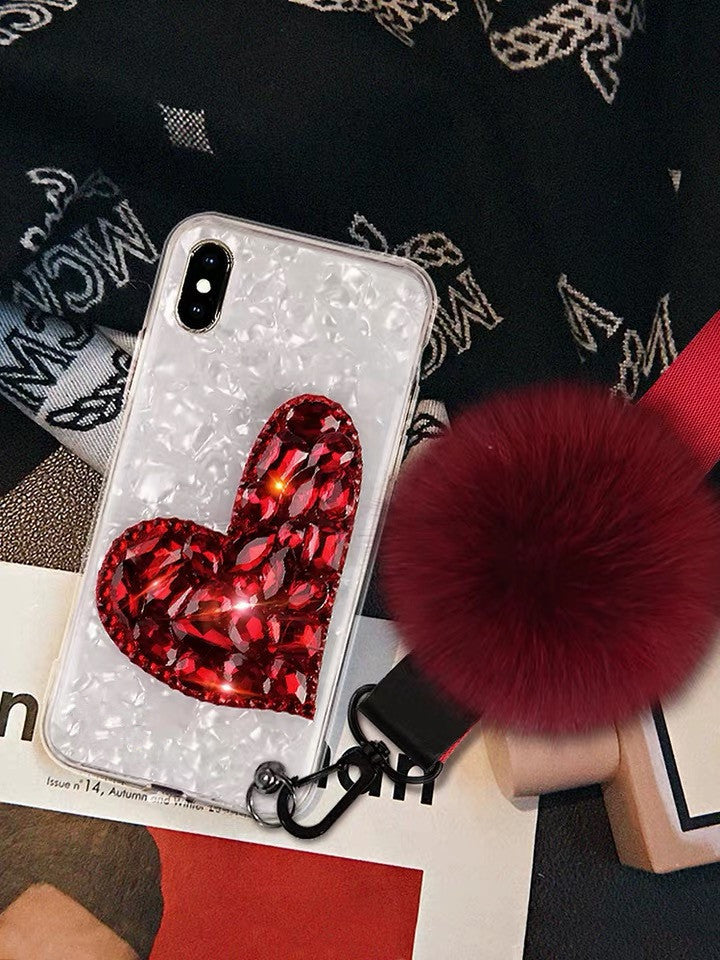 Heart Shape Rhinestone Phone Case