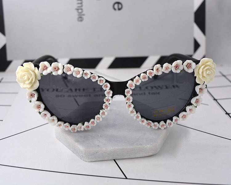 Rhinestone flower sunglasses