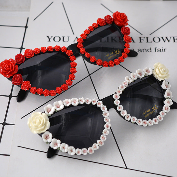 Rhinestone flower sunglasses