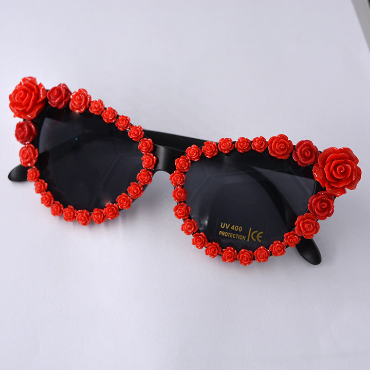 Rhinestone flower sunglasses