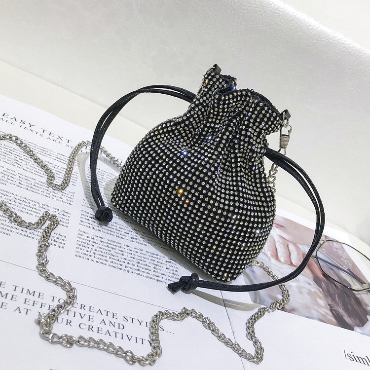 Rhinestone diagonal shoulder bag