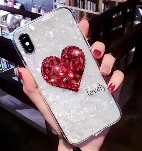 Heart Shape Rhinestone Phone Case