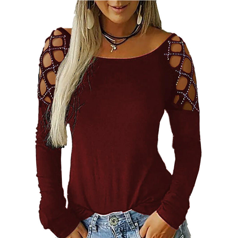 Round Neck Hot Rhinestone Hollow