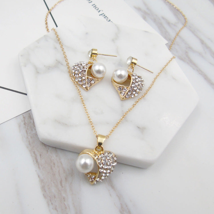 Fashion Peach Heart Pearl Set