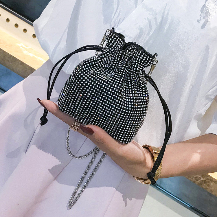 Rhinestone diagonal shoulder bag