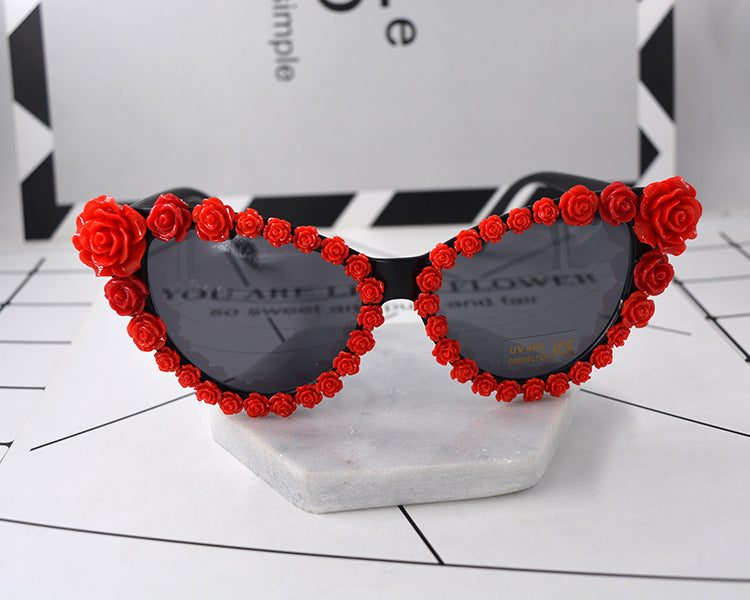 Rhinestone flower sunglasses