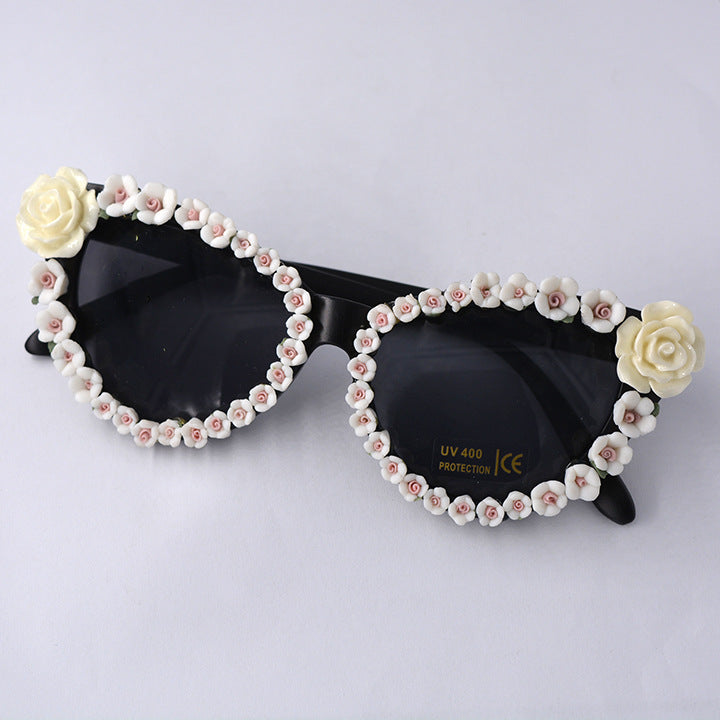Rhinestone flower sunglasses