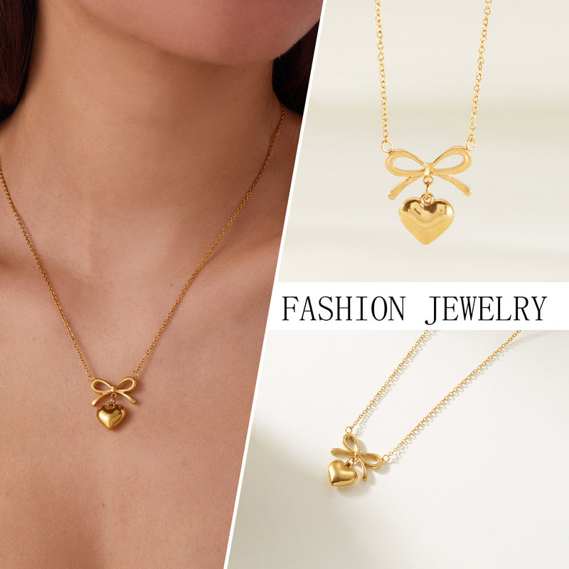 Cute Bowknot Love Stainless Steel Necklace