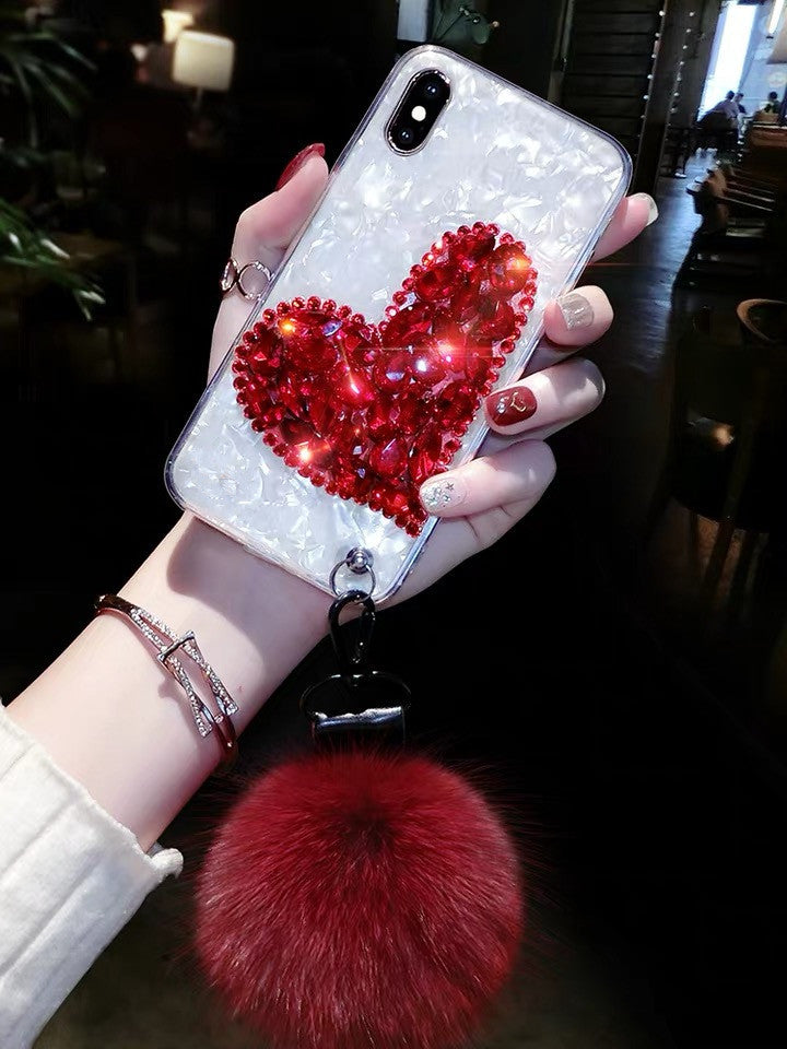 Heart Shape Rhinestone Phone Case