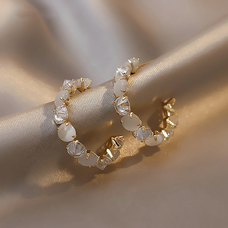 Earrings Diamond Opal Geometric Earrings Temperament