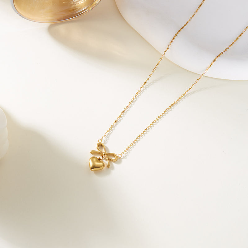 Cute Bowknot Love Stainless Steel Necklace