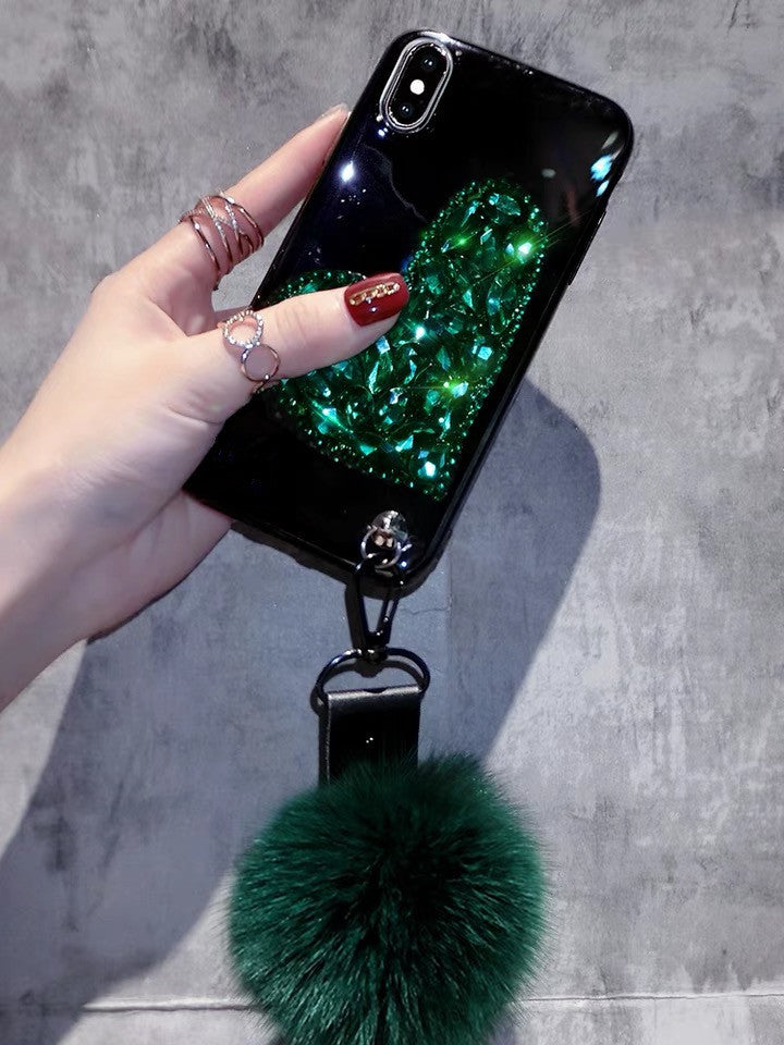 Heart Shape Rhinestone Phone Case