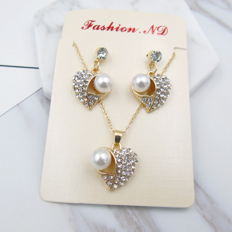 Fashion Peach Heart Pearl Set