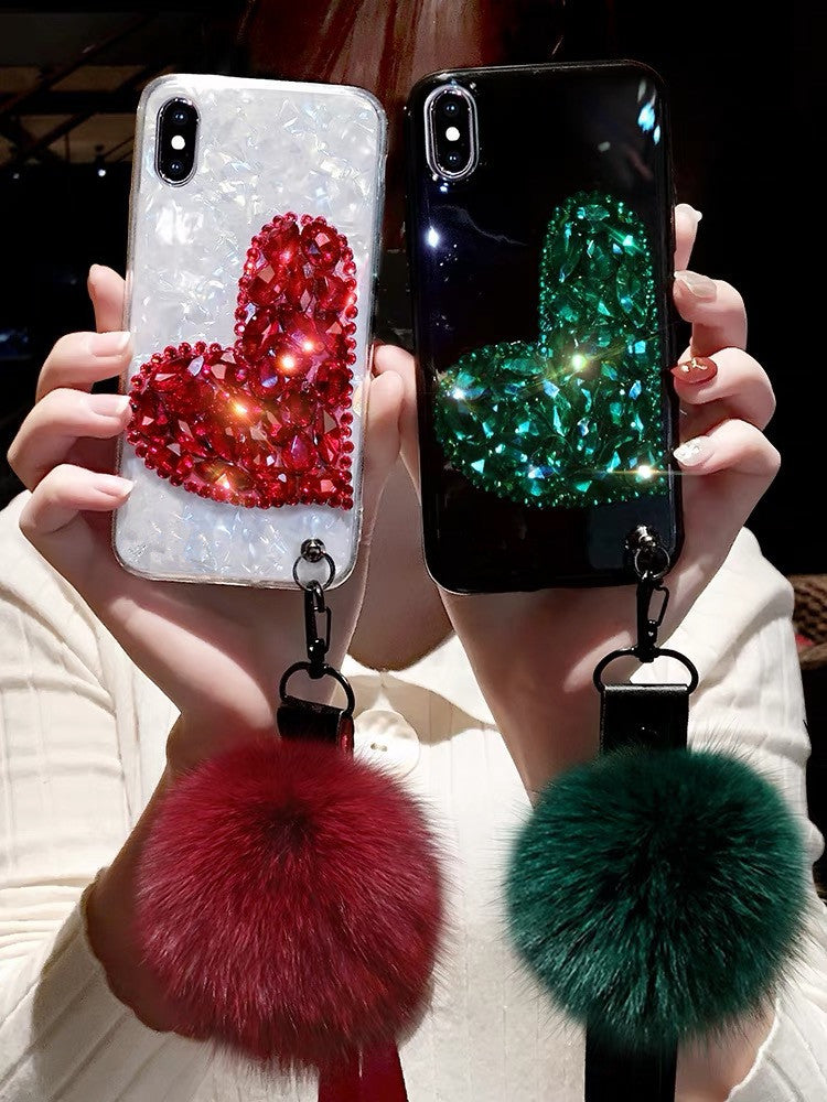 Heart Shape Rhinestone Phone Case